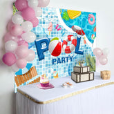 Aperturee - Aperturee Fresh Outdoor Summer Pool Party Birthday Backdrop
